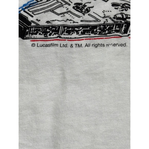 Star Wars XXL White Graphic T Shirt 3D Effect Characters Millennium Falcon - Picture 3 of 12